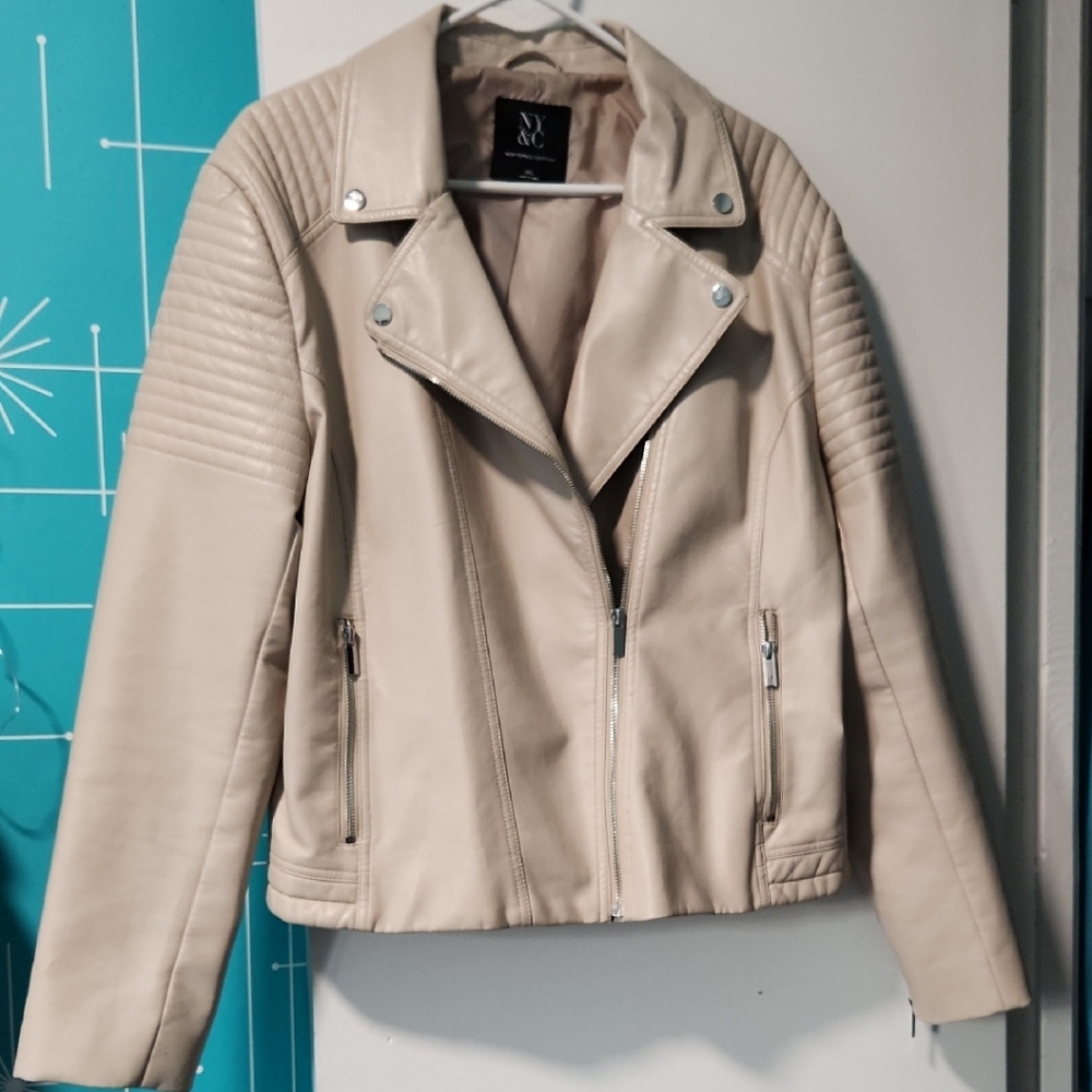 New York & Company Beige Leather Jacket